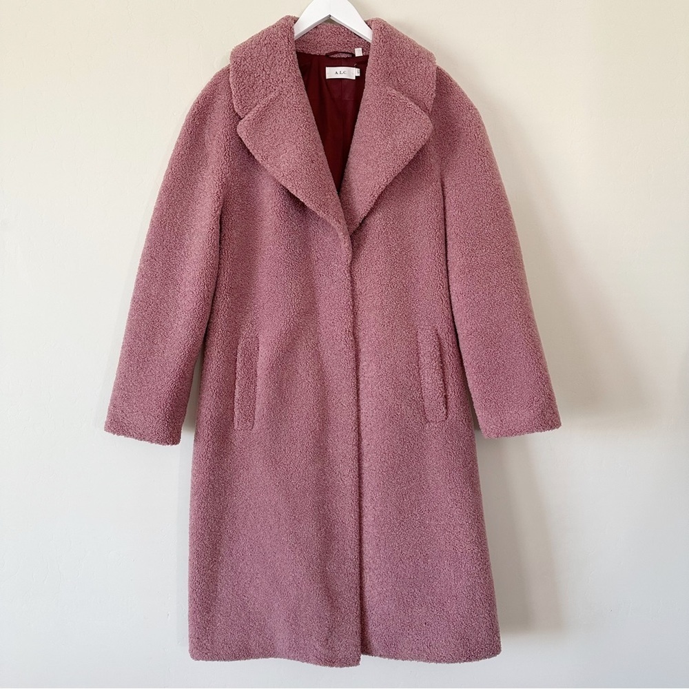 A.L.C. Harlan Open-front Faux-fur Coat In Mauve